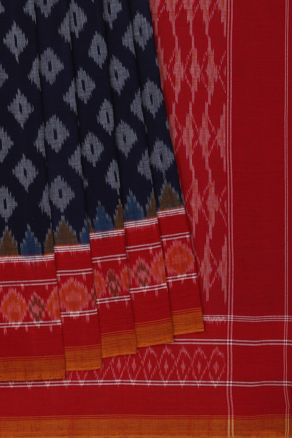 Image of Pochampally Ikat Navy Blue Saree